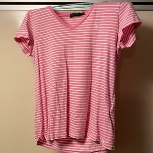 pink polo shirt
